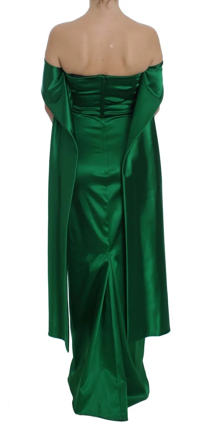 Green Full Length Ball Gown Sheath Dress