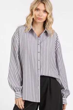 Hazel Blues® |  Mittoshop Button Down Striped Long Sleeve Shirt