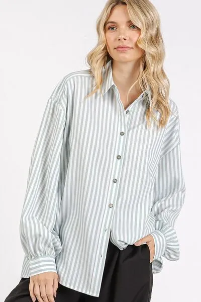 Hazel Blues® |  Mittoshop Button Down Striped Long Sleeve Shirt