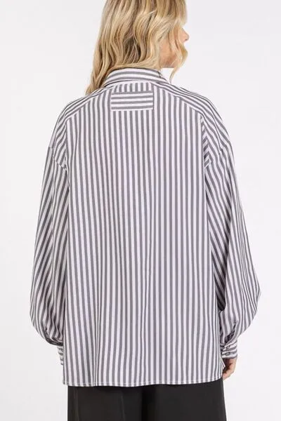 Hazel Blues® |  Mittoshop Button Down Striped Long Sleeve Shirt