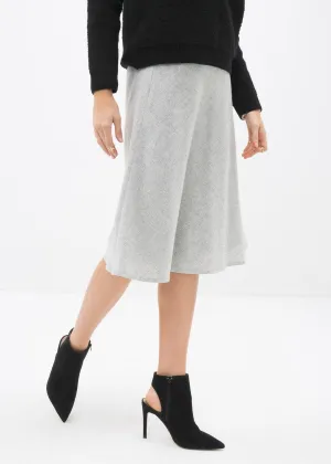 High Waisted Wool Knit Midi Skirt