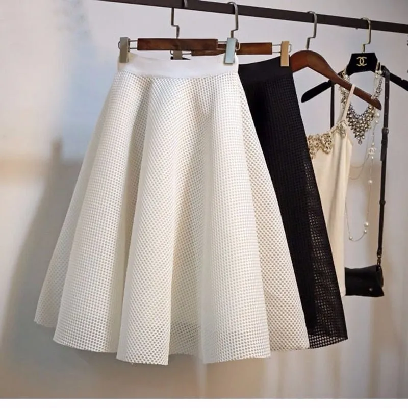 Hollow Out Mesh Swing Skirts