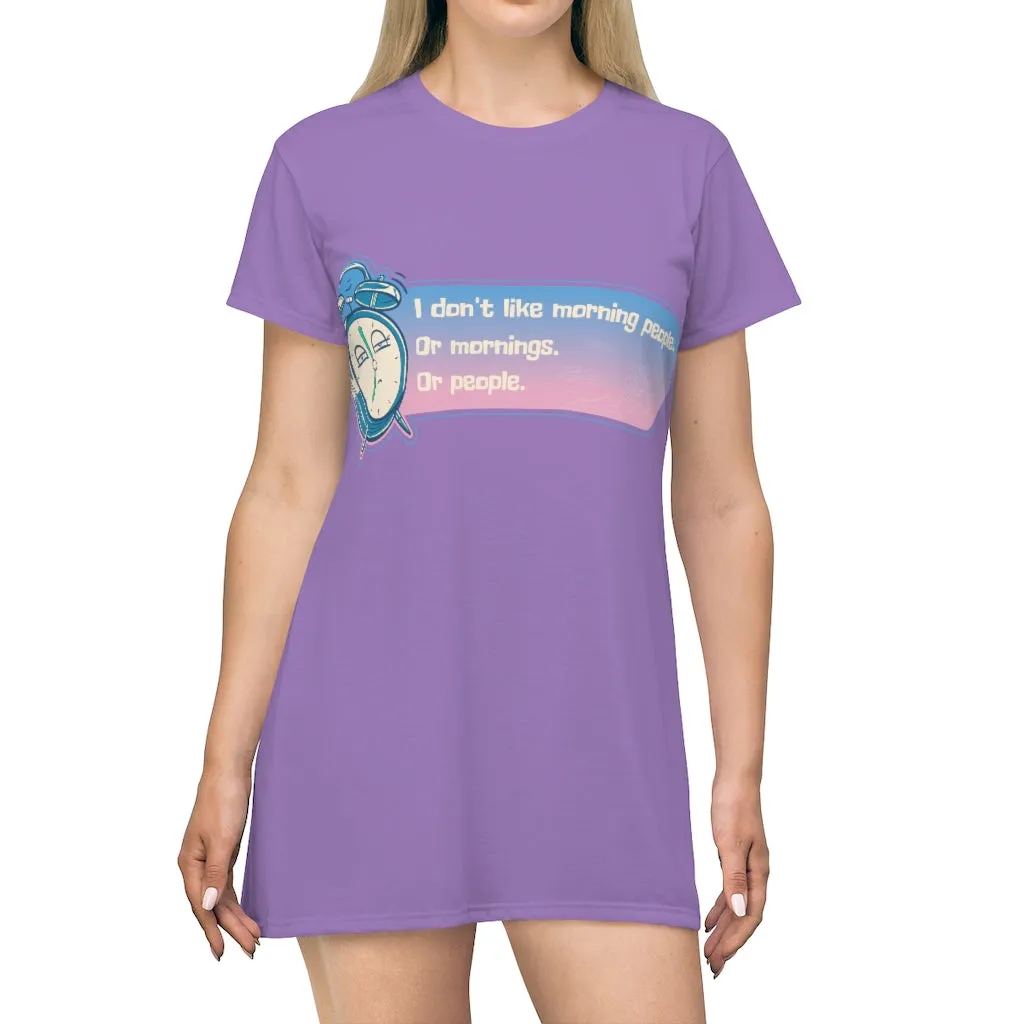 I DON'T LIKE MORNING PEOPLE .....All Over Print Night Shirt
