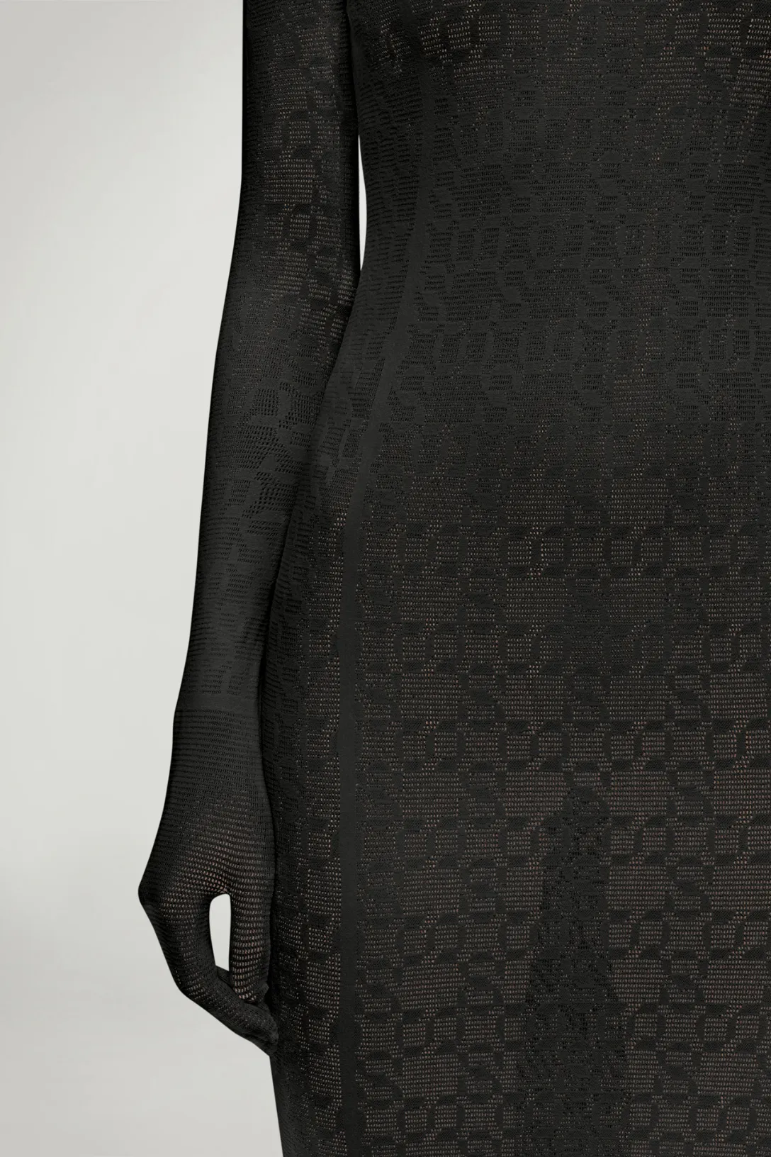 Intricate Sheer Pattern Dress | Black