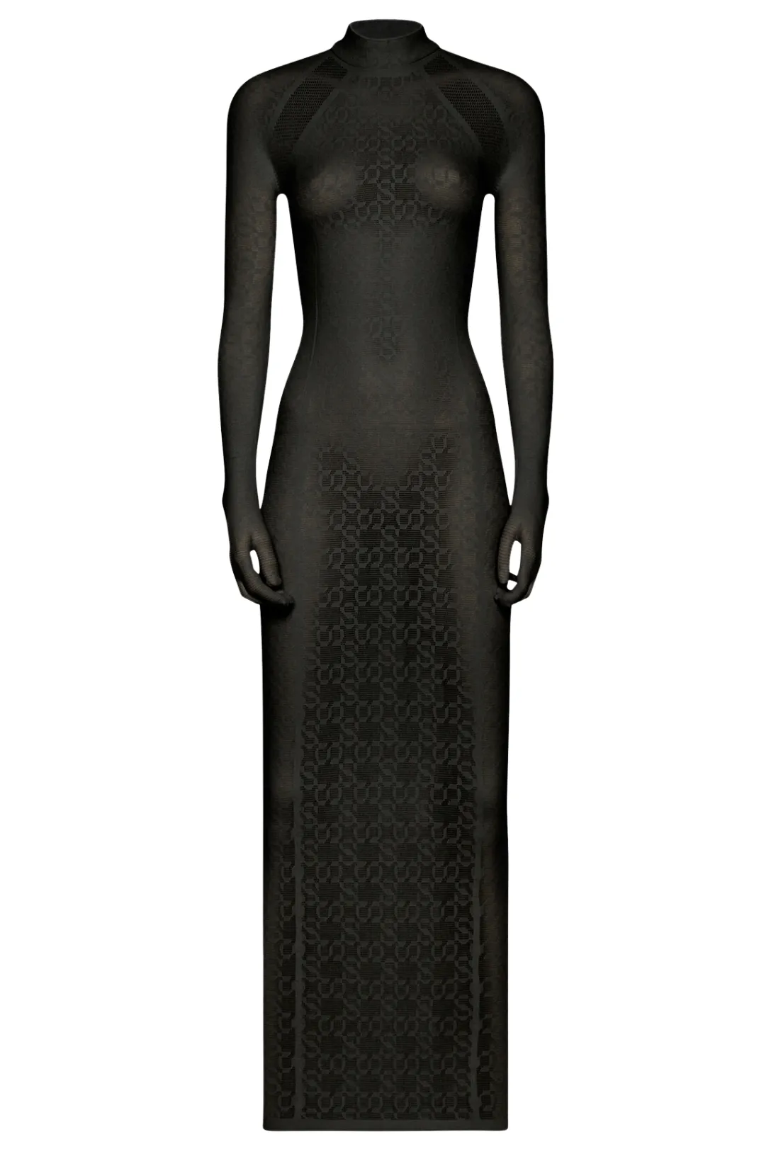 Intricate Sheer Pattern Dress | Black