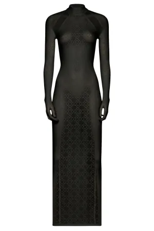 Intricate Sheer Pattern Dress | Black