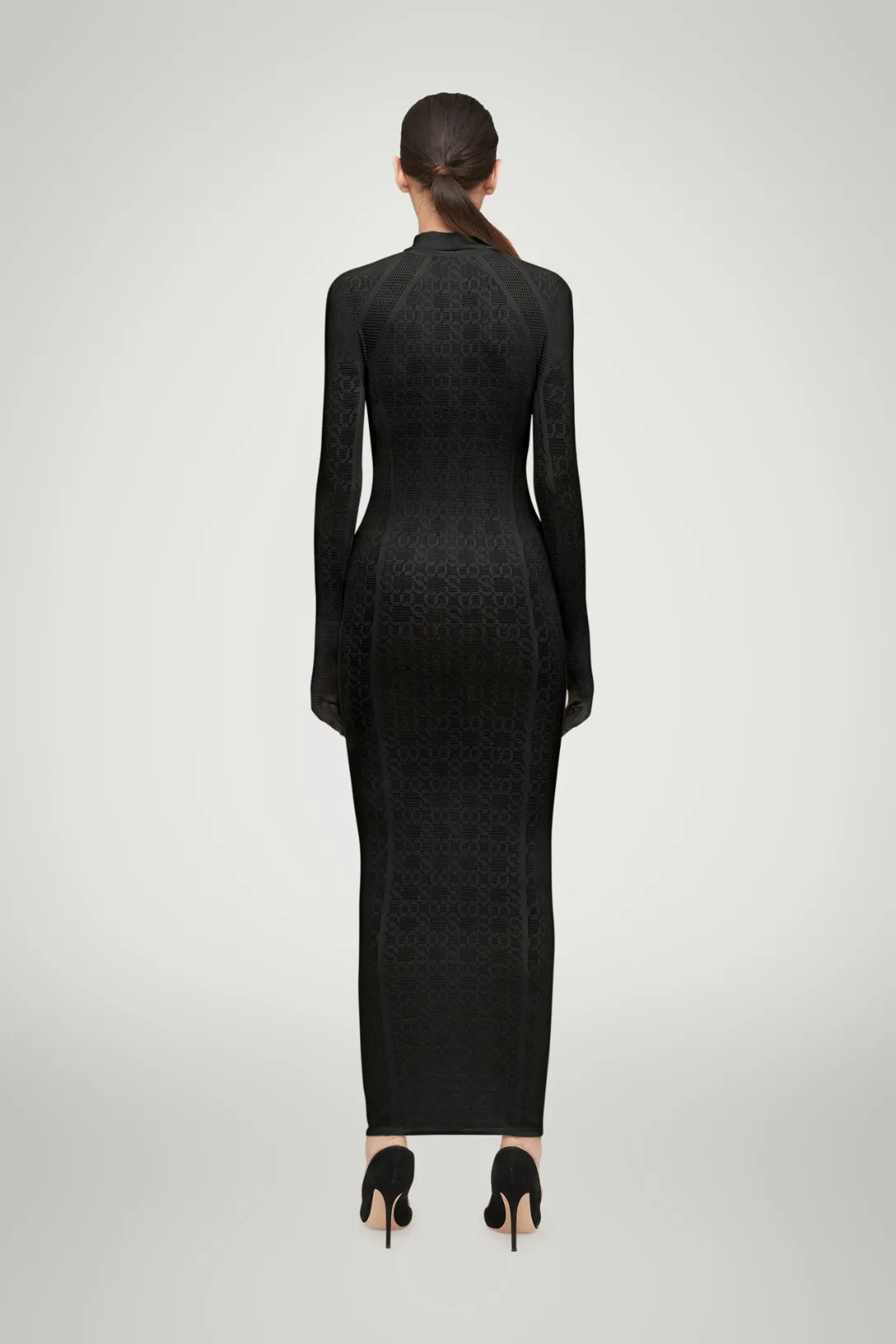 Intricate Sheer Pattern Dress | Black