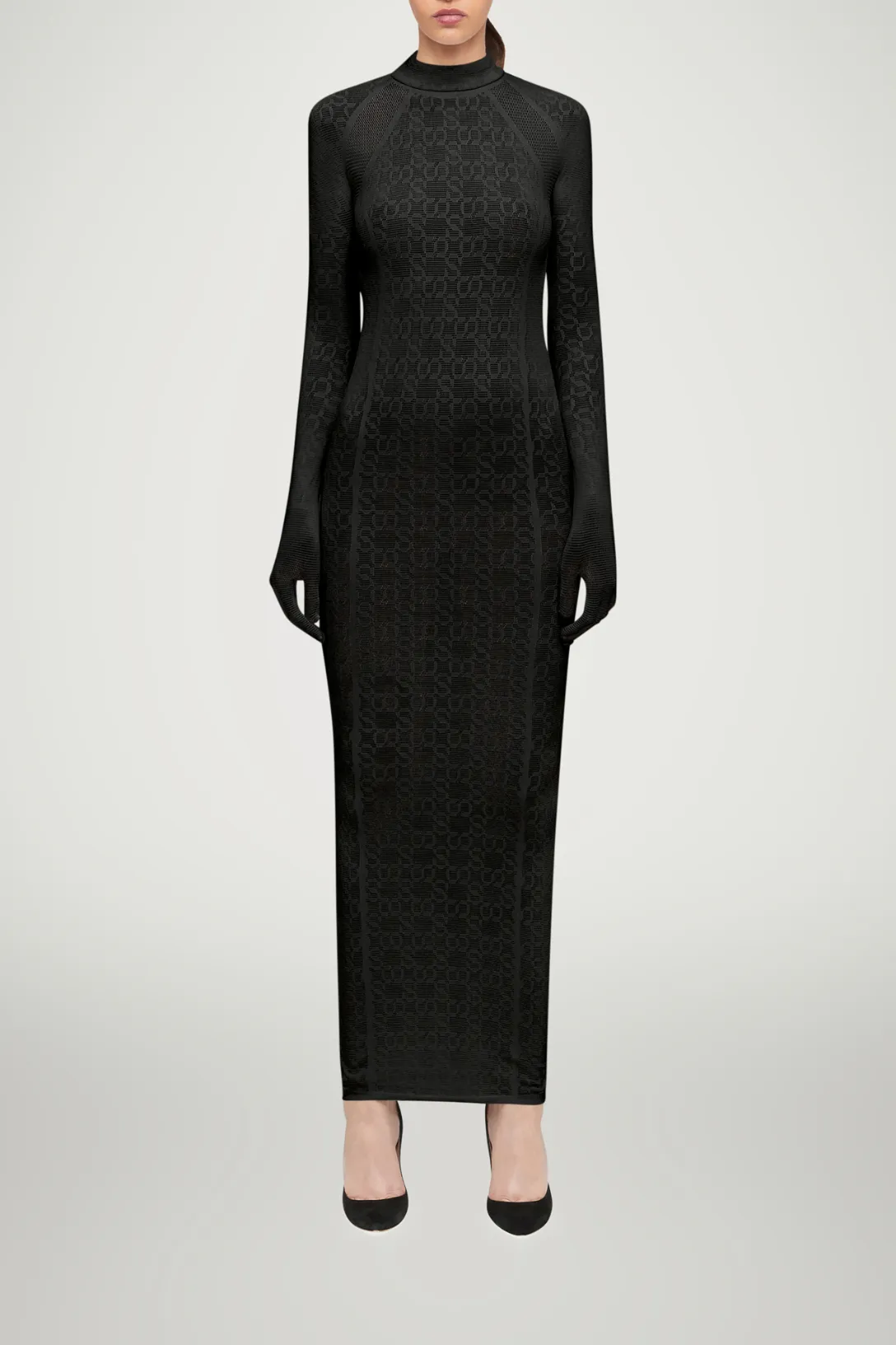 Intricate Sheer Pattern Dress | Black
