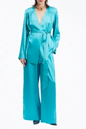 JANE BELTED SILK-SATIN KIMONO