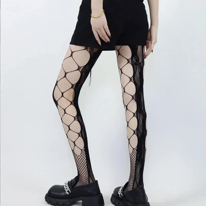 JK Lace Mesh Stockings - Sexy Fishnet Hollowed-Out Pantyhose