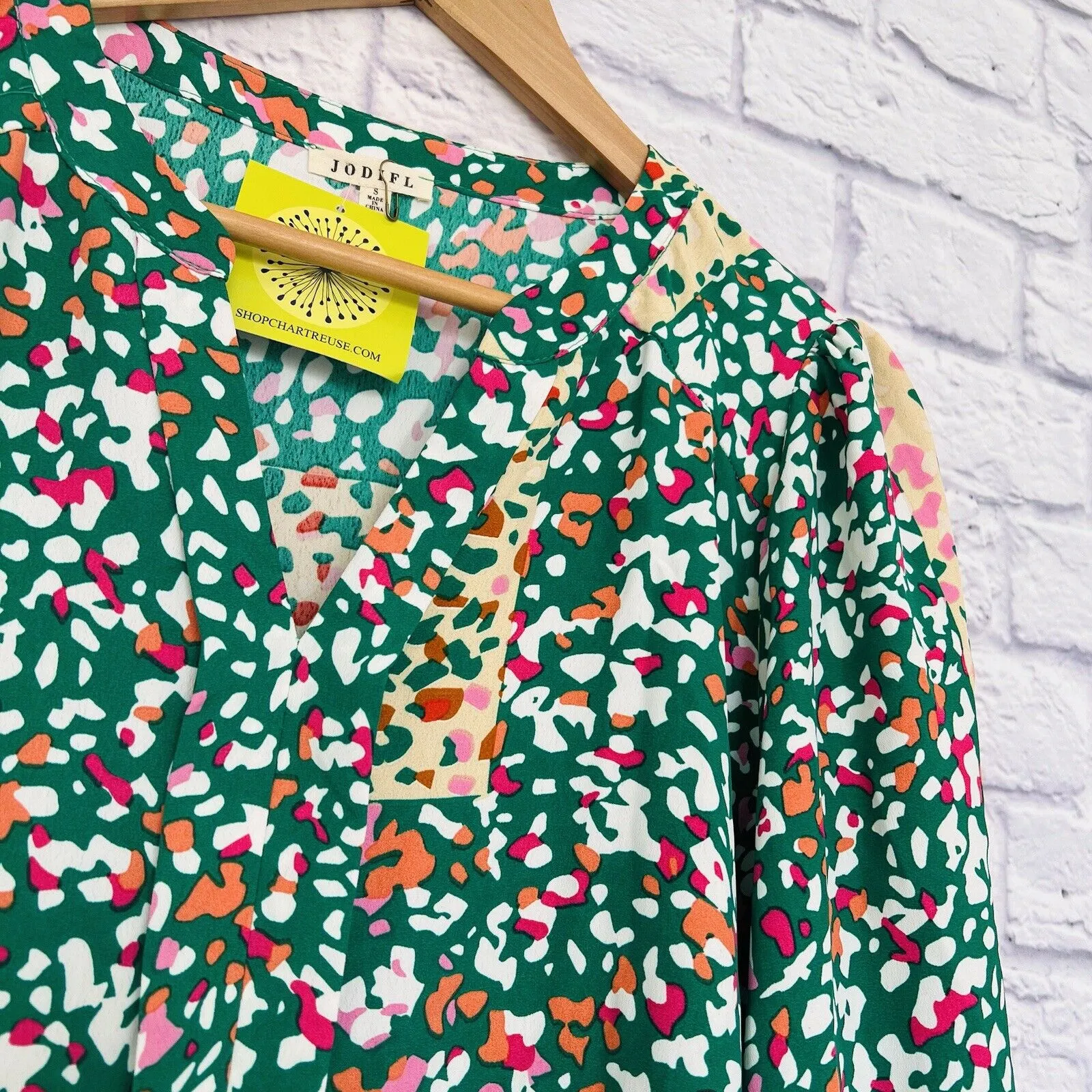 JODIFL Blouse Women's S Colorful Abstract Flowy Boho Hippie Artsy