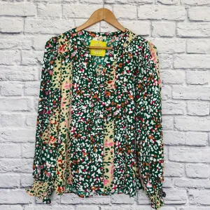 JODIFL Blouse Women's S Colorful Abstract Flowy Boho Hippie Artsy