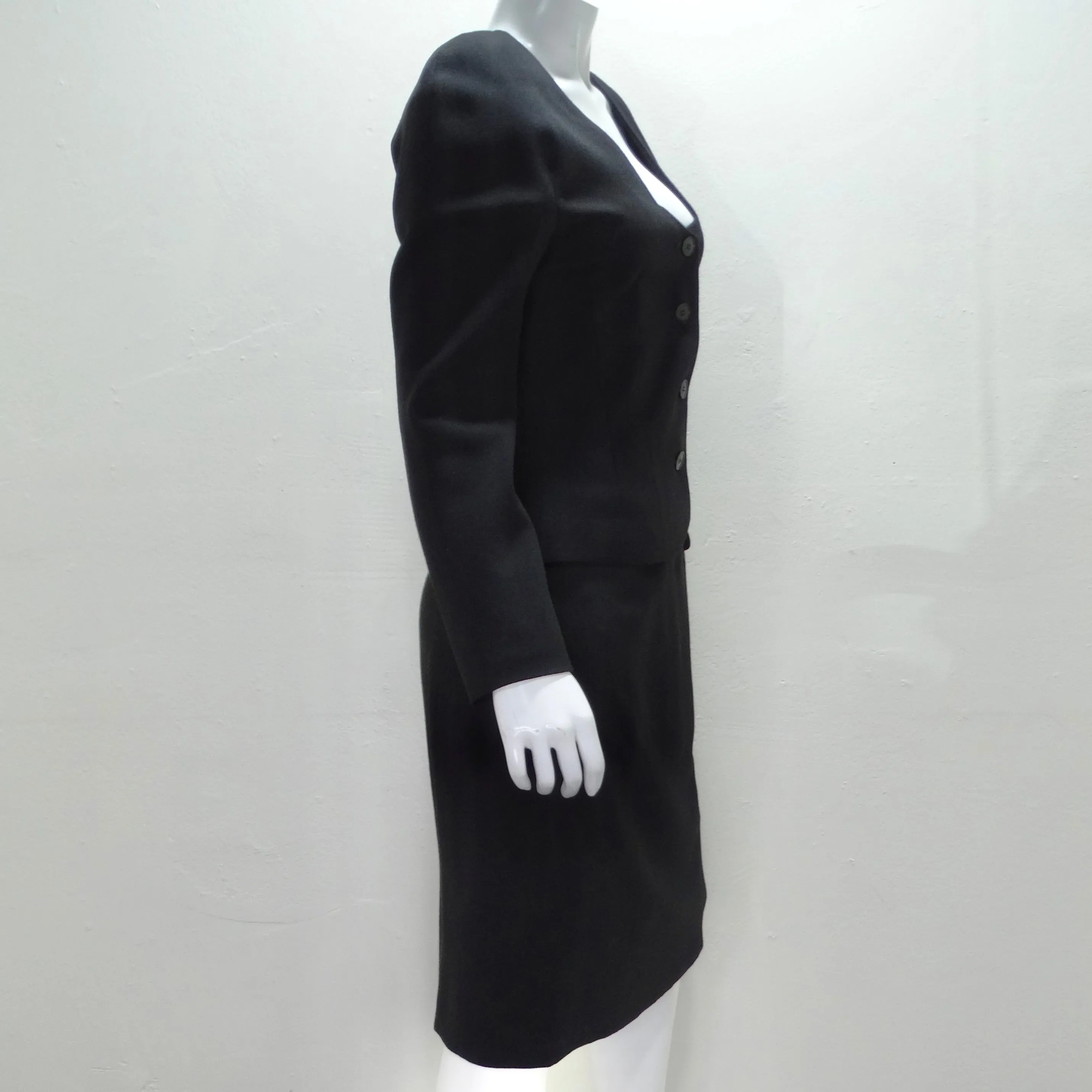 John Galliano 90s Black Skirt Suit