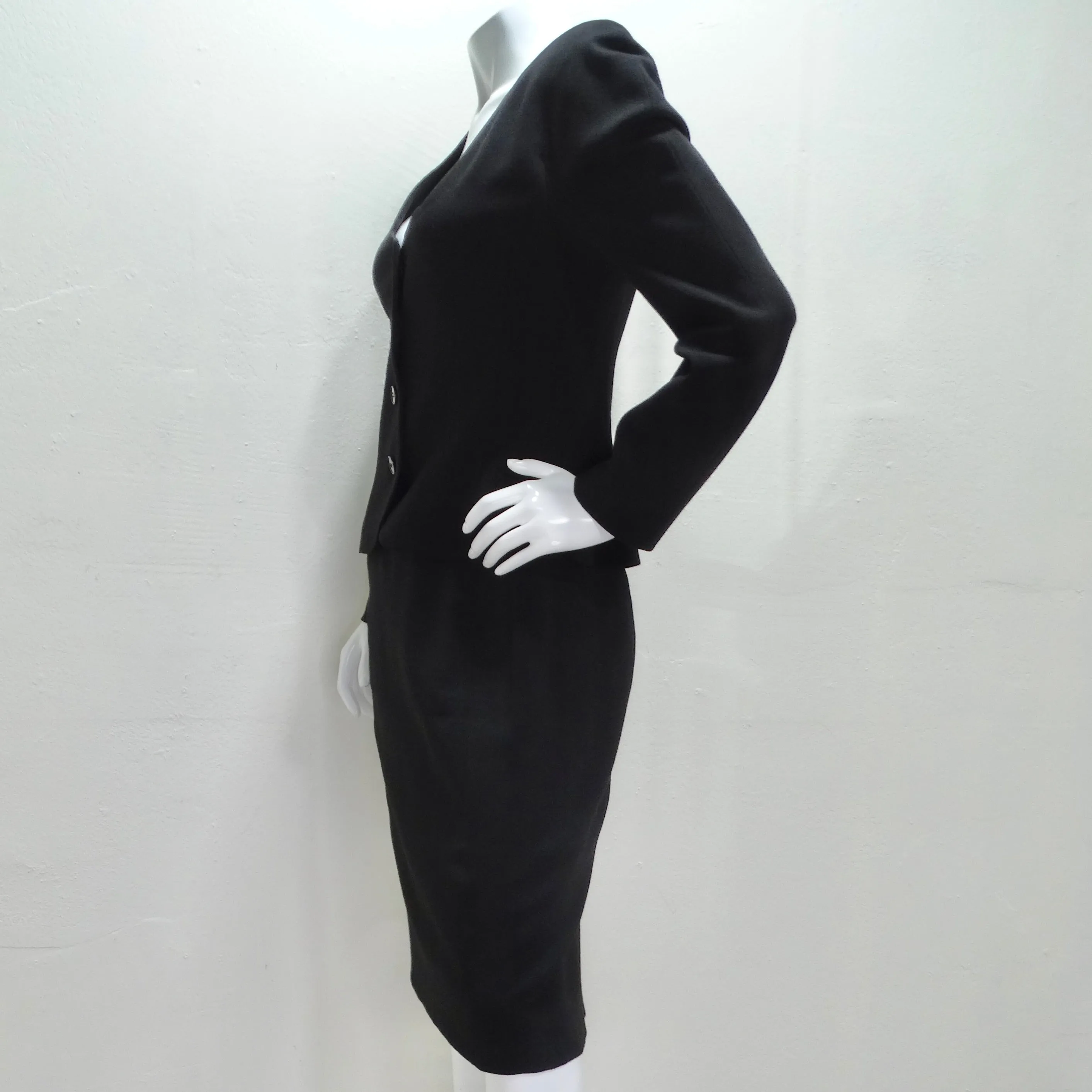 John Galliano 90s Black Skirt Suit