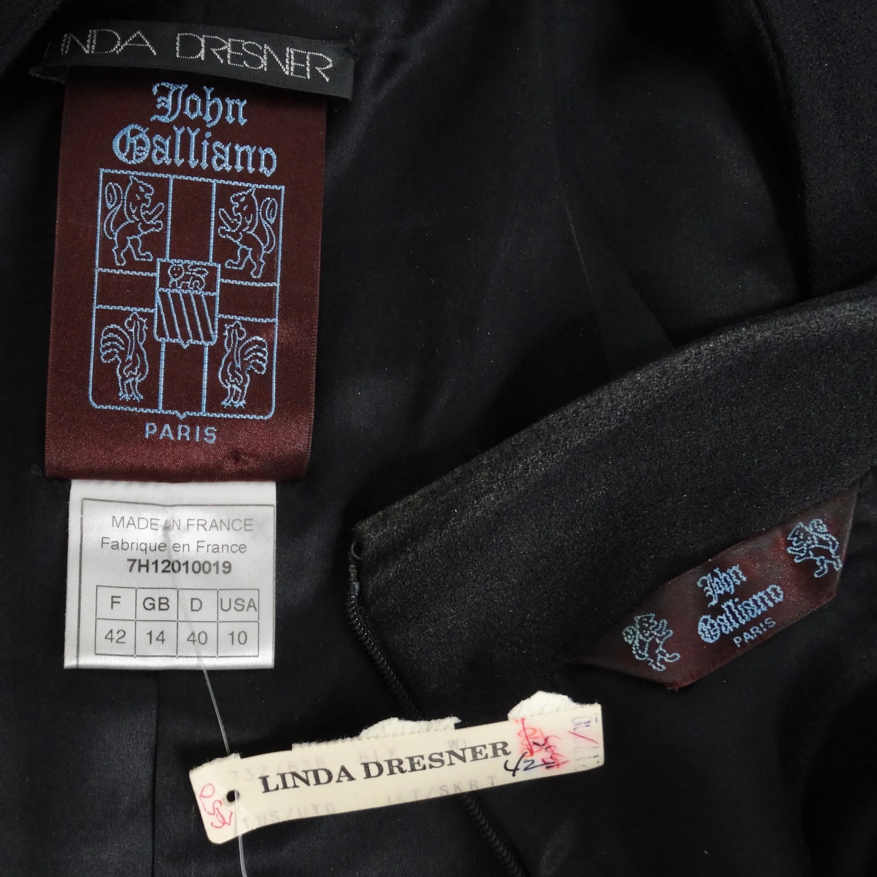 John Galliano 90s Black Skirt Suit