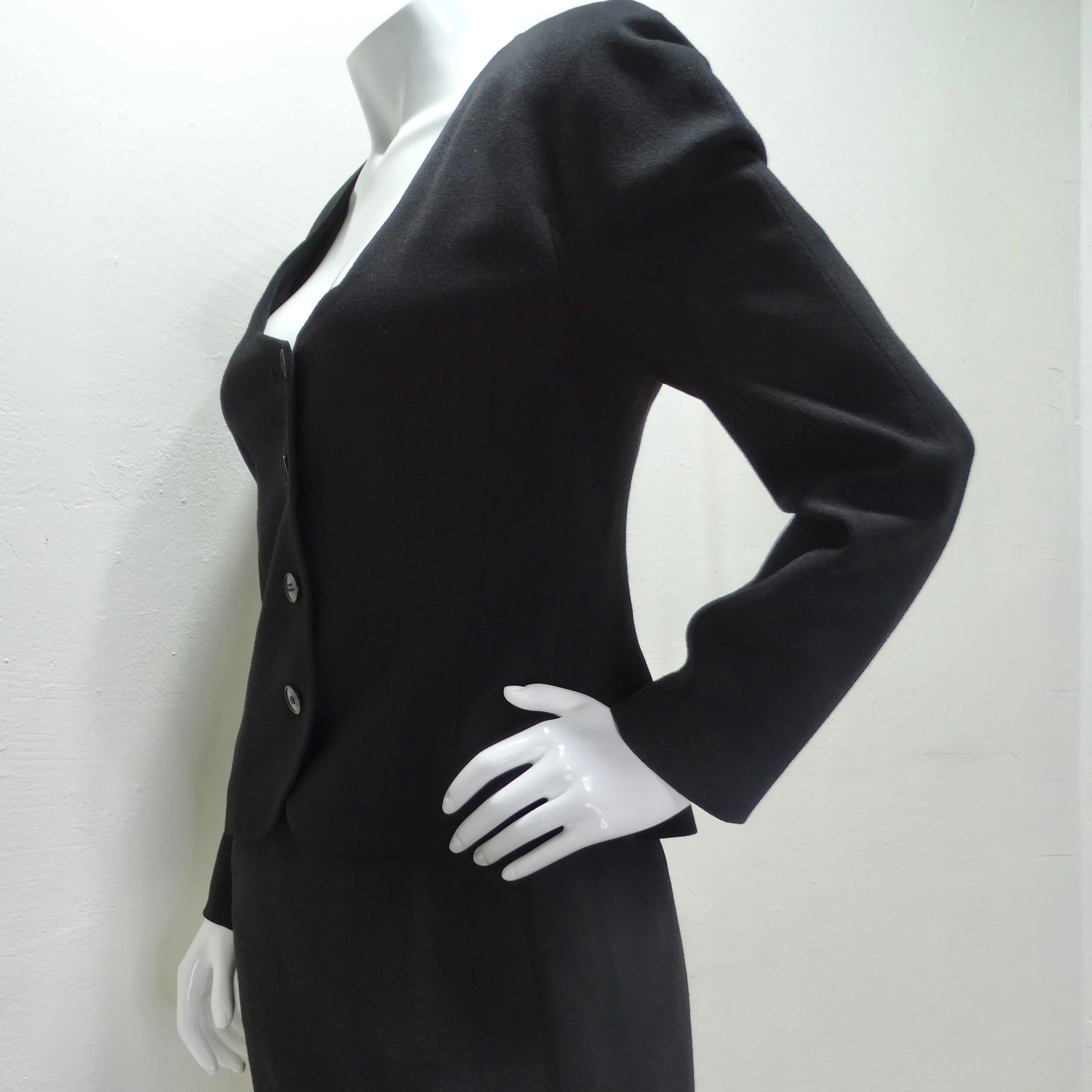 John Galliano 90s Black Skirt Suit