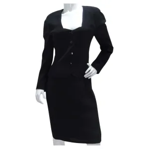 John Galliano 90s Black Skirt Suit