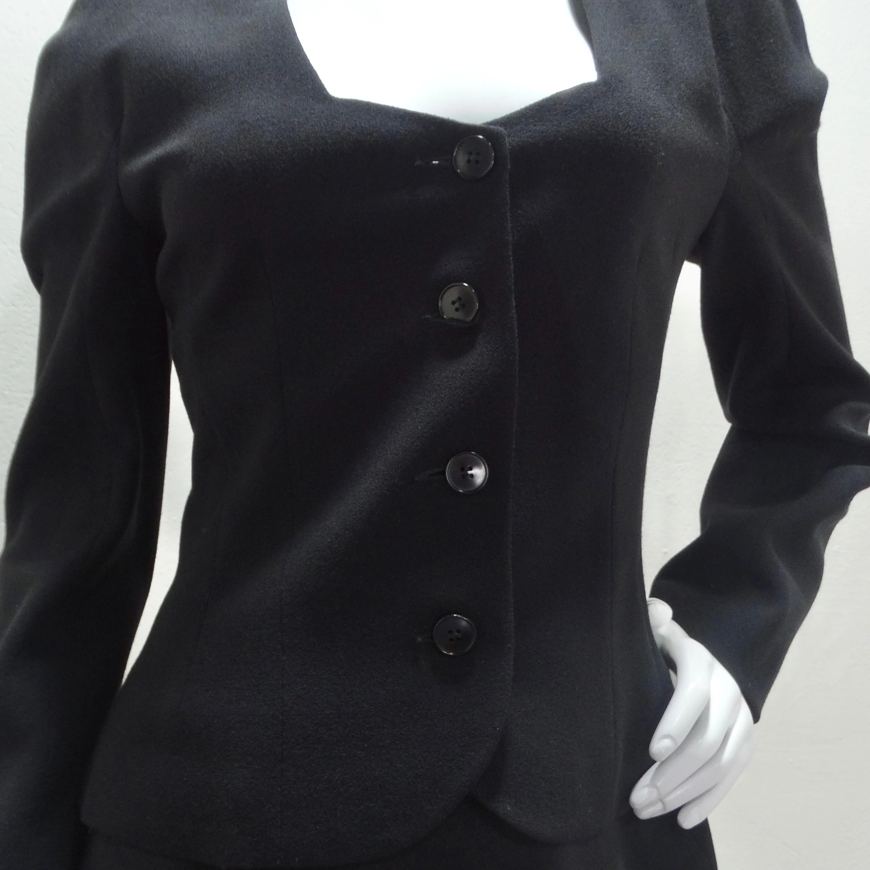 John Galliano 90s Black Skirt Suit