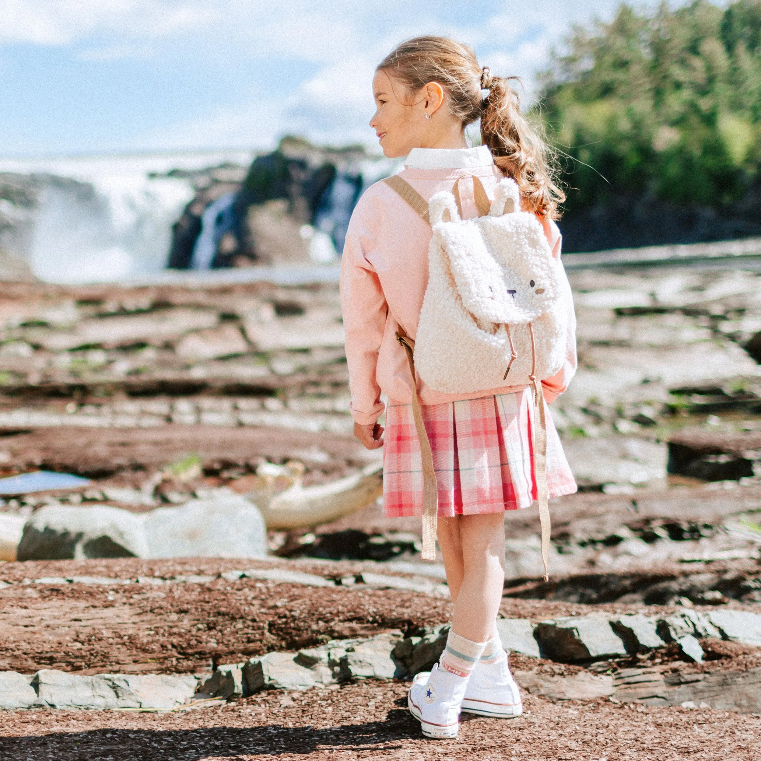 Jupe rose à carreaux en flanelle, enfant || Plaid pink skirt in flannel, child