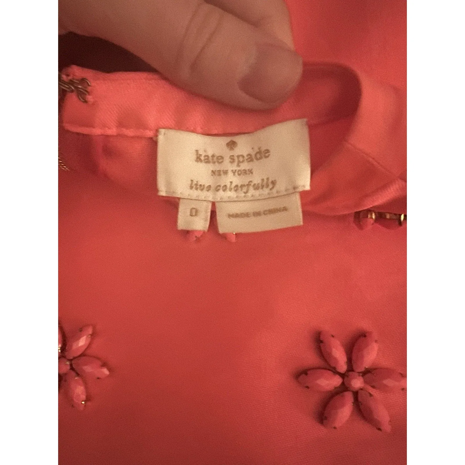 KATE SPADE NEW YORK Women's Floral Cluster Silk Beaded Embellished Top – Neon Pink, Size 0