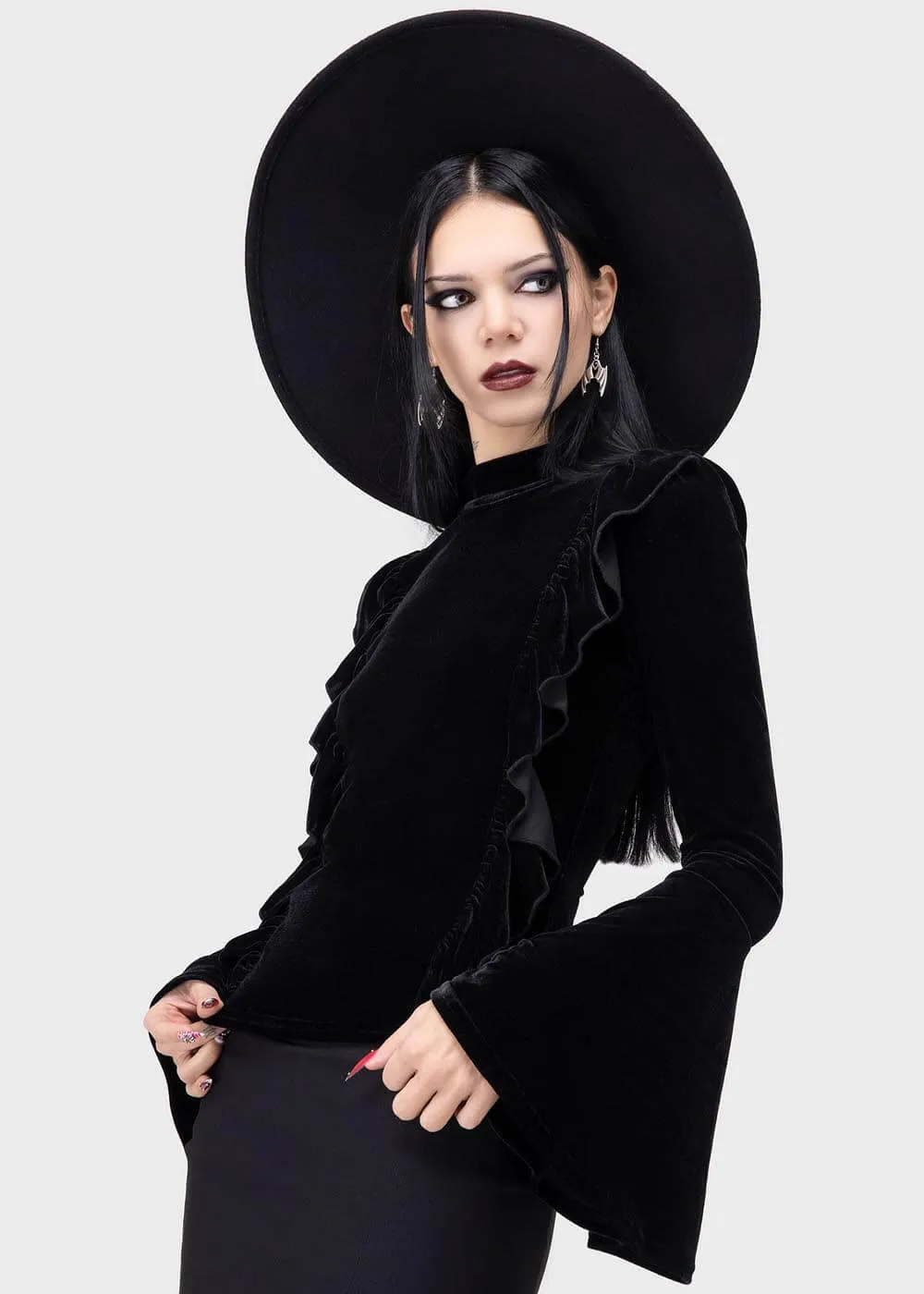 Killstar Noxine Velvet Top Black
