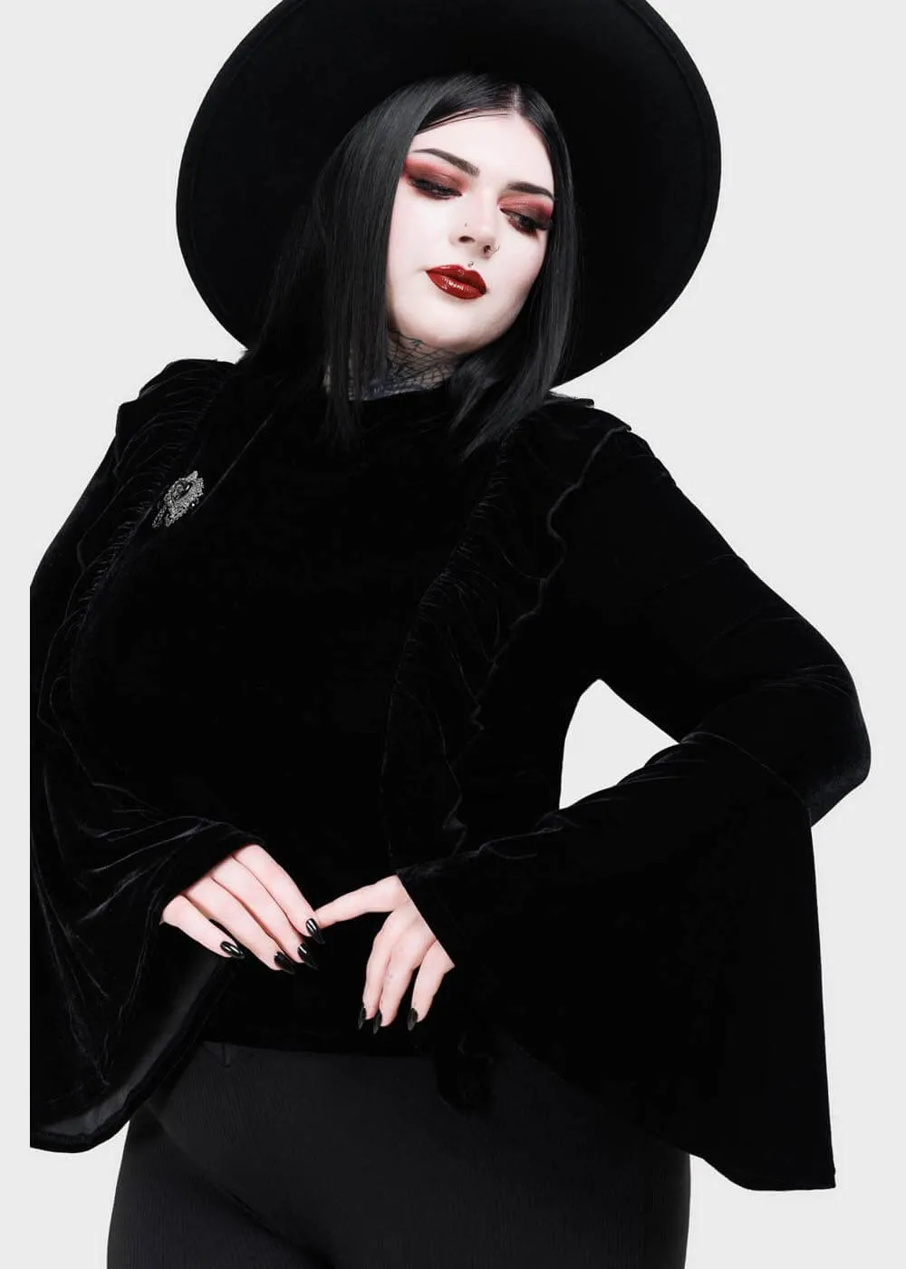 Killstar Noxine Velvet Top Black