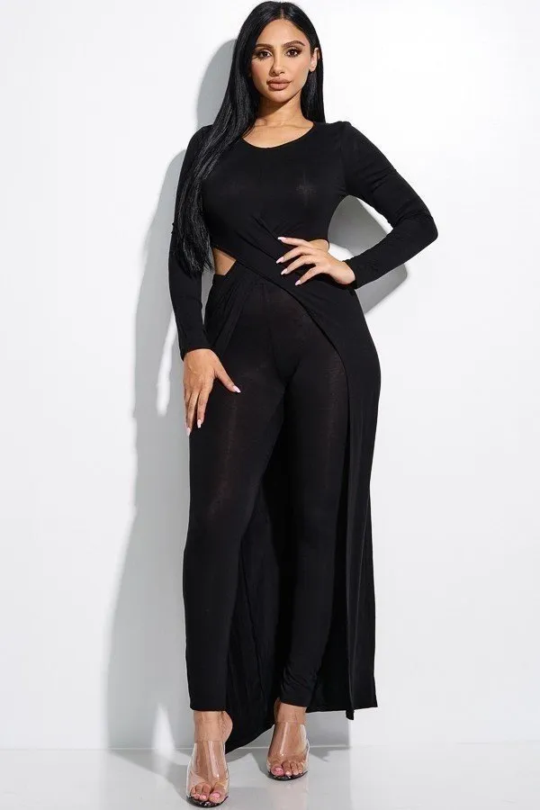 Long Sleeve Crossed Over Long Top And Leggings Set