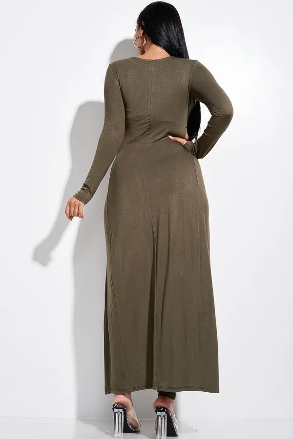 Long Sleeve Crossed Over Long Top And Leggings Set