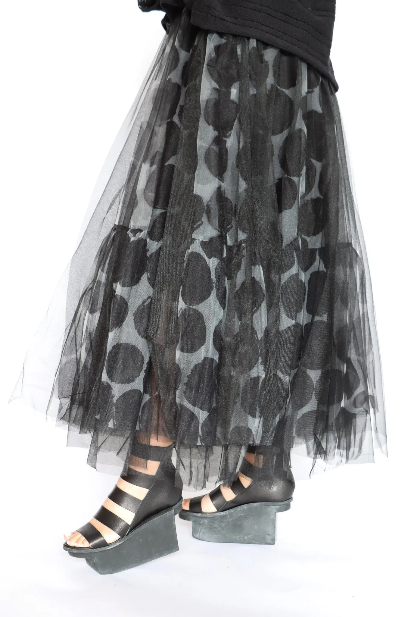 LUUKAA Polka Dot Mesh Skirt