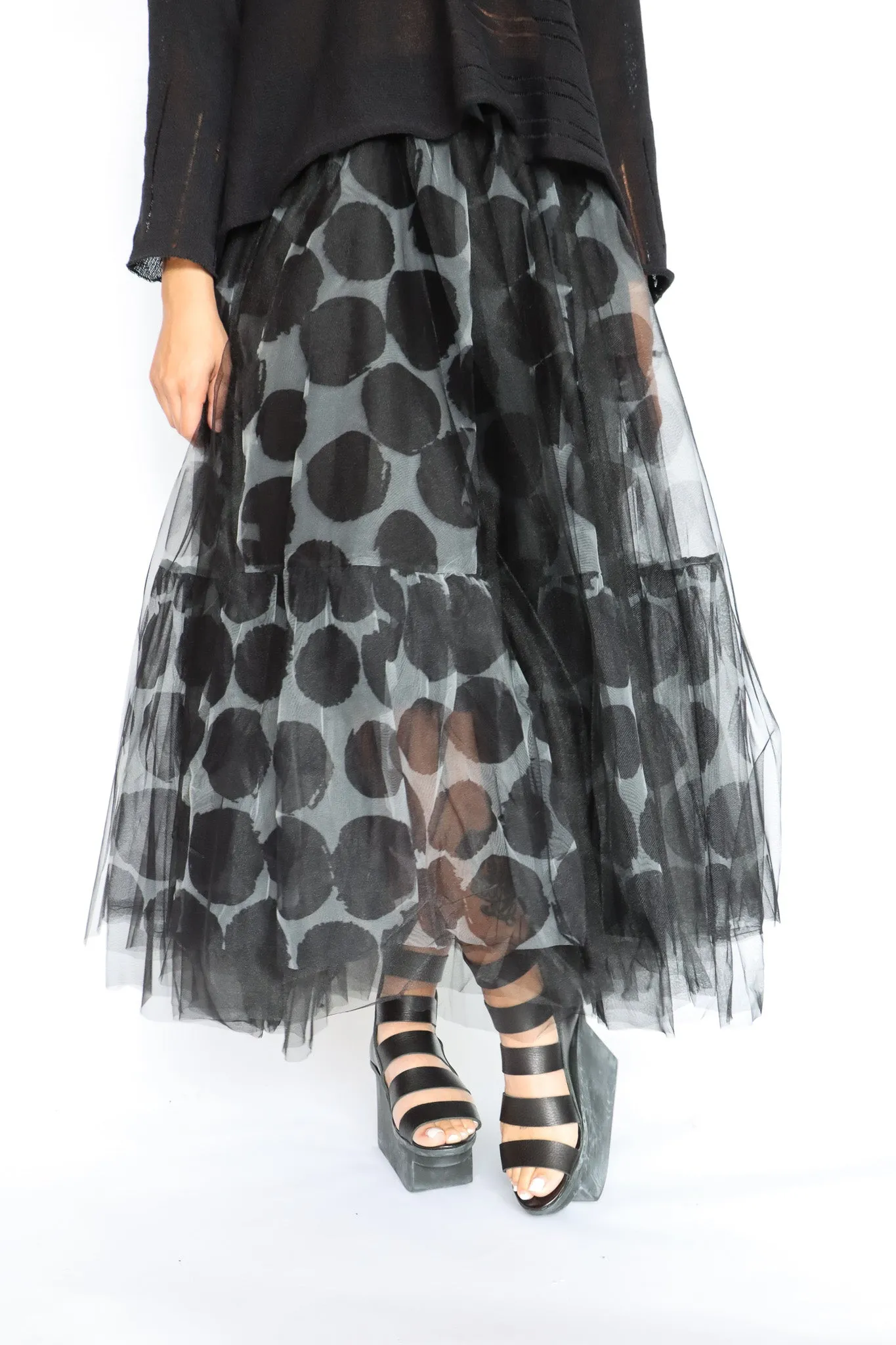 LUUKAA Polka Dot Mesh Skirt