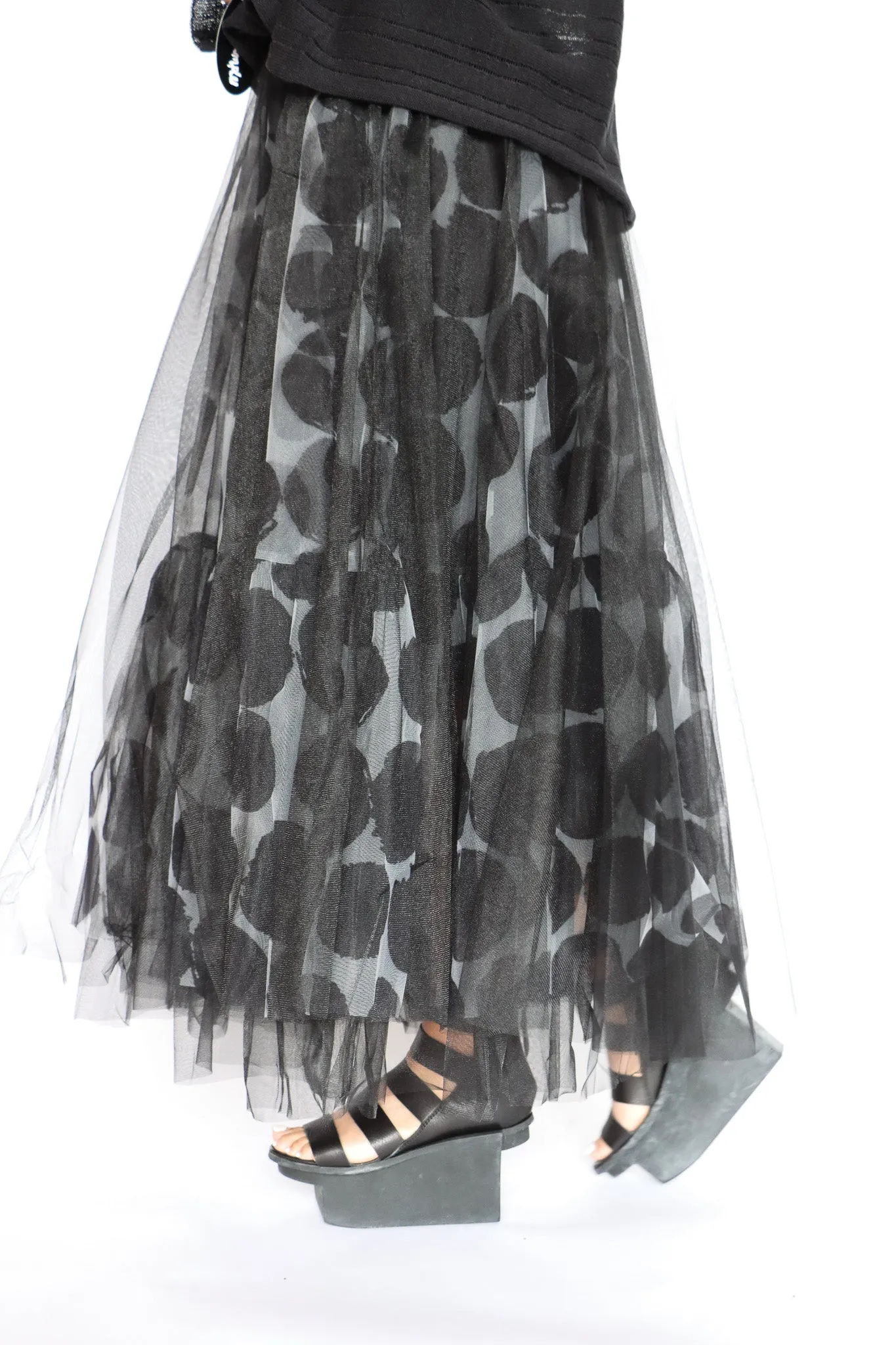 LUUKAA Polka Dot Mesh Skirt
