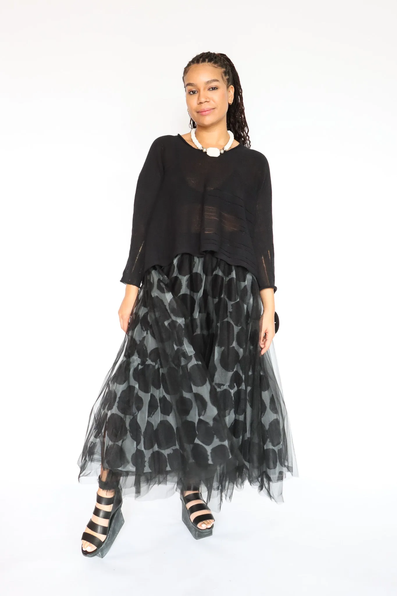 LUUKAA Polka Dot Mesh Skirt