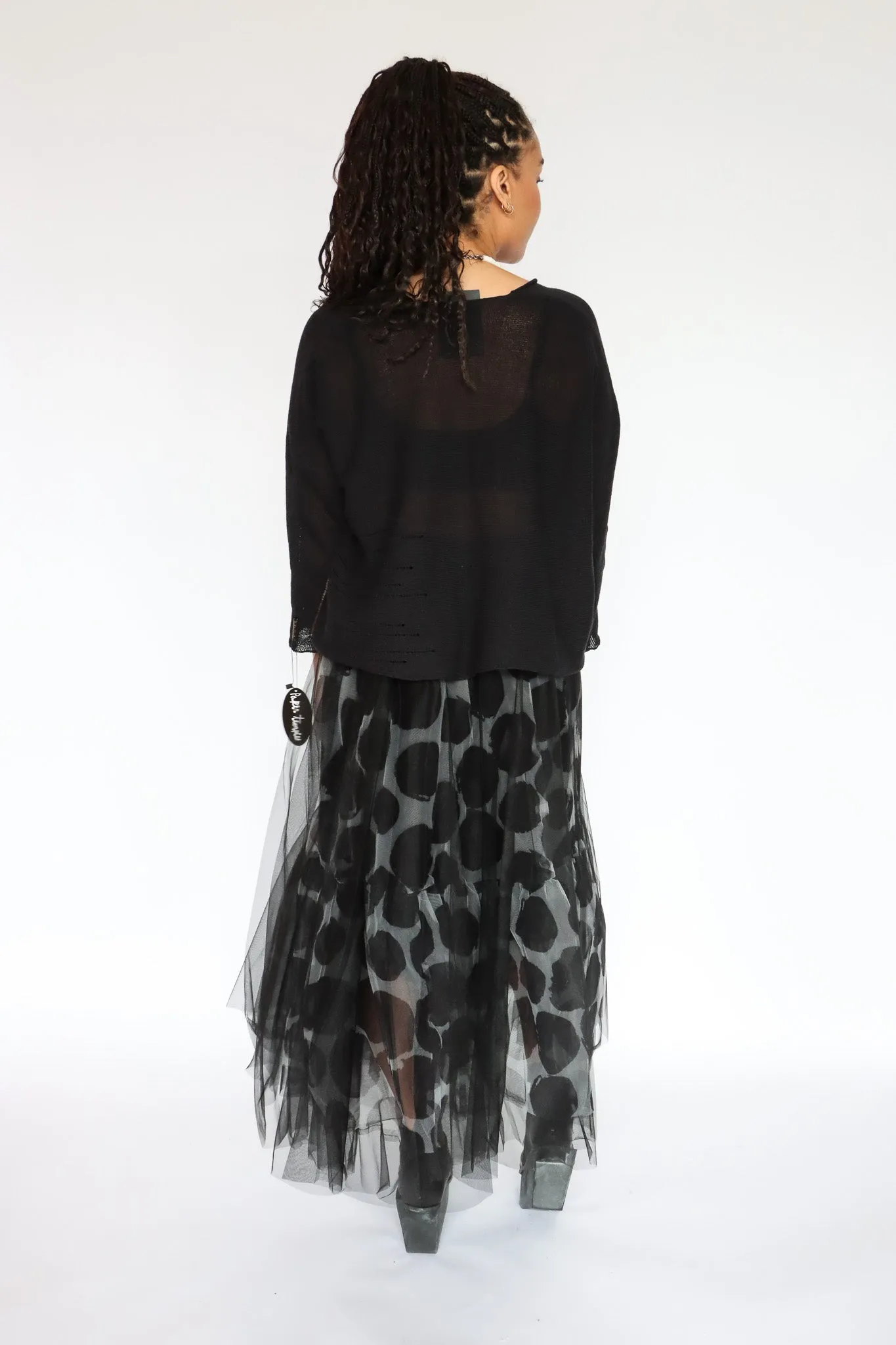 LUUKAA Polka Dot Mesh Skirt