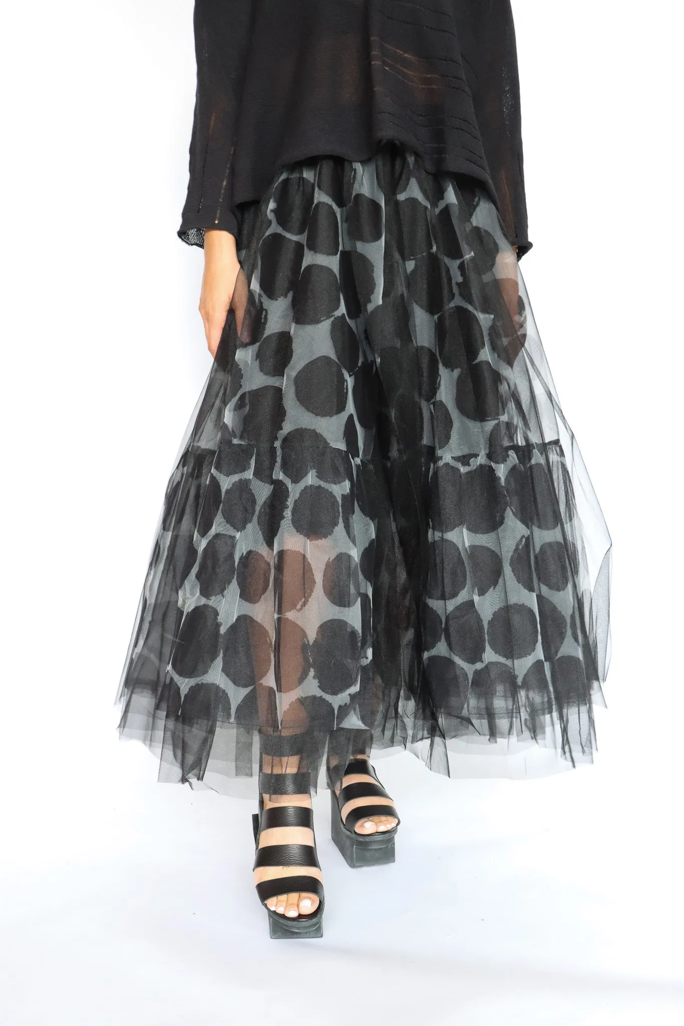 LUUKAA Polka Dot Mesh Skirt