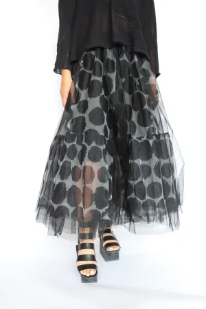 LUUKAA Polka Dot Mesh Skirt