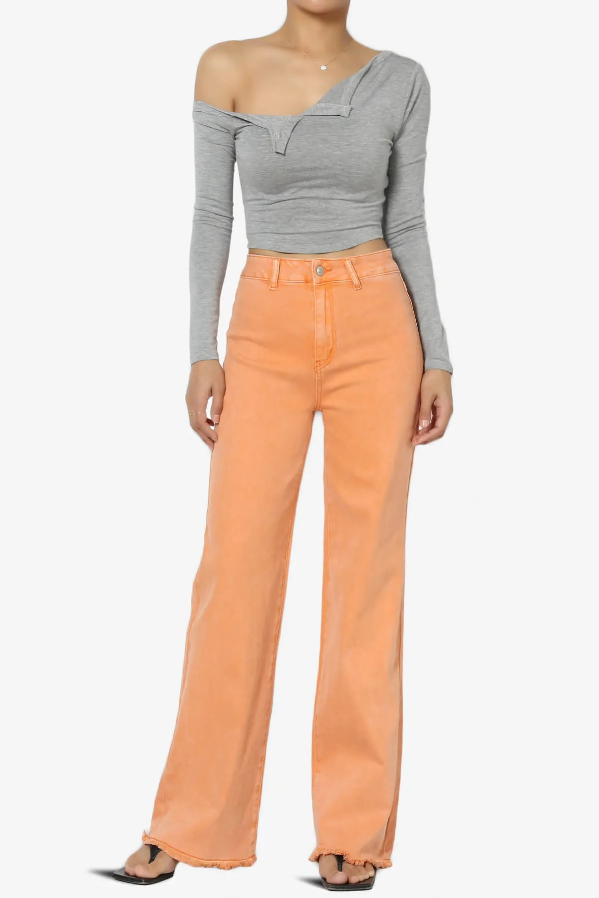 Lynley One Shoulder Long Sleeve Crop Top