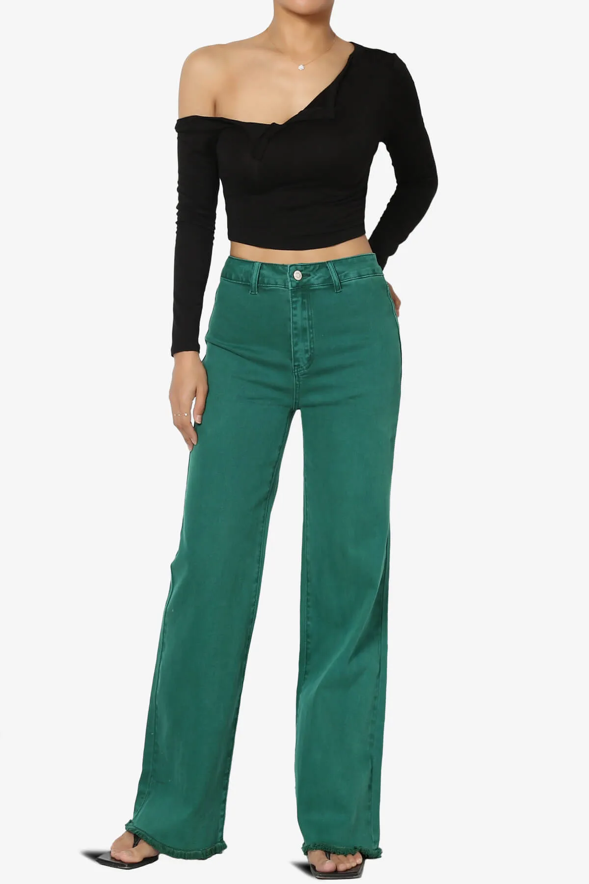 Lynley One Shoulder Long Sleeve Crop Top