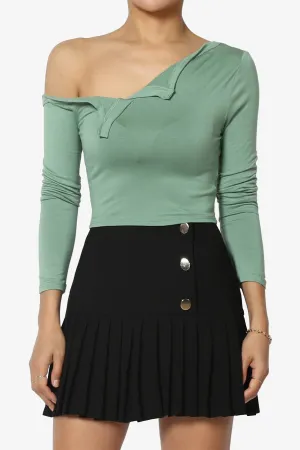 Lynley One Shoulder Long Sleeve Crop Top
