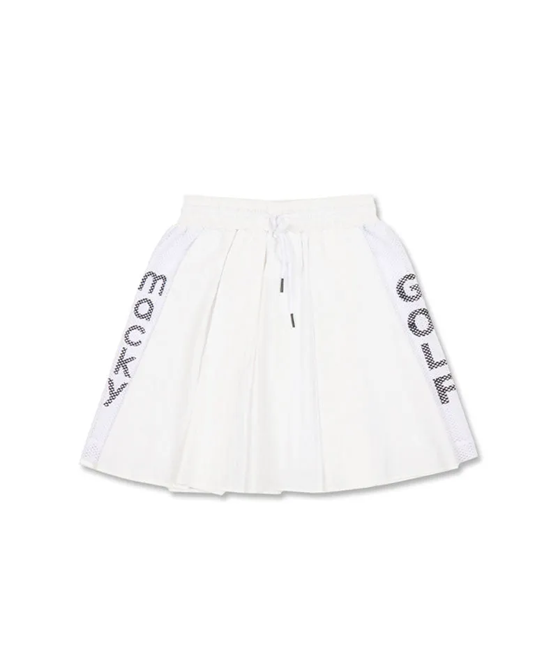 MACKY Golf: Mesh Pintuck Flared Skirt - White