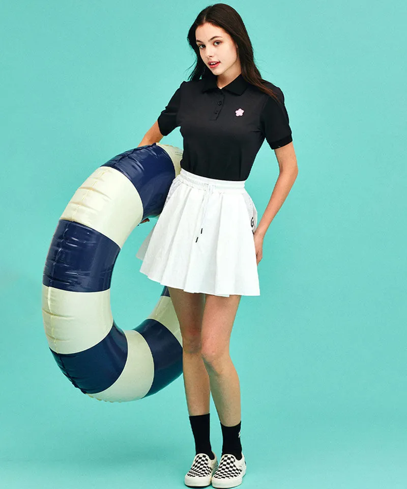 MACKY Golf: Mesh Pintuck Flared Skirt - White