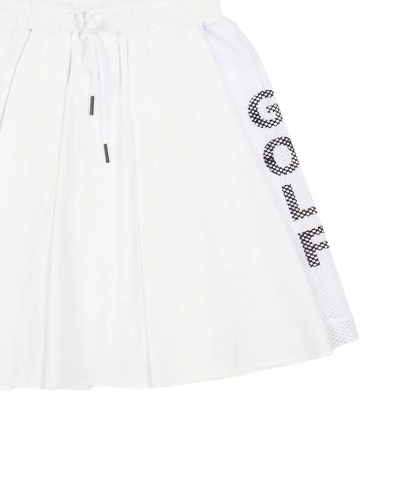 MACKY Golf: Mesh Pintuck Flared Skirt - White