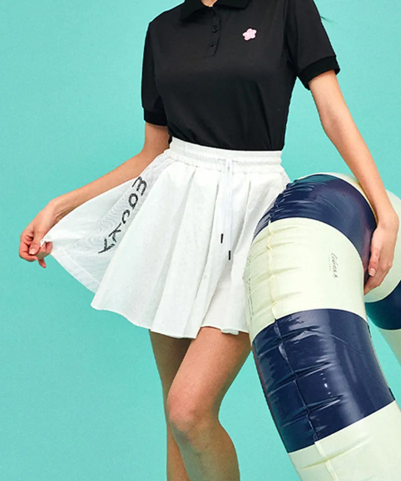 MACKY Golf: Mesh Pintuck Flared Skirt - White