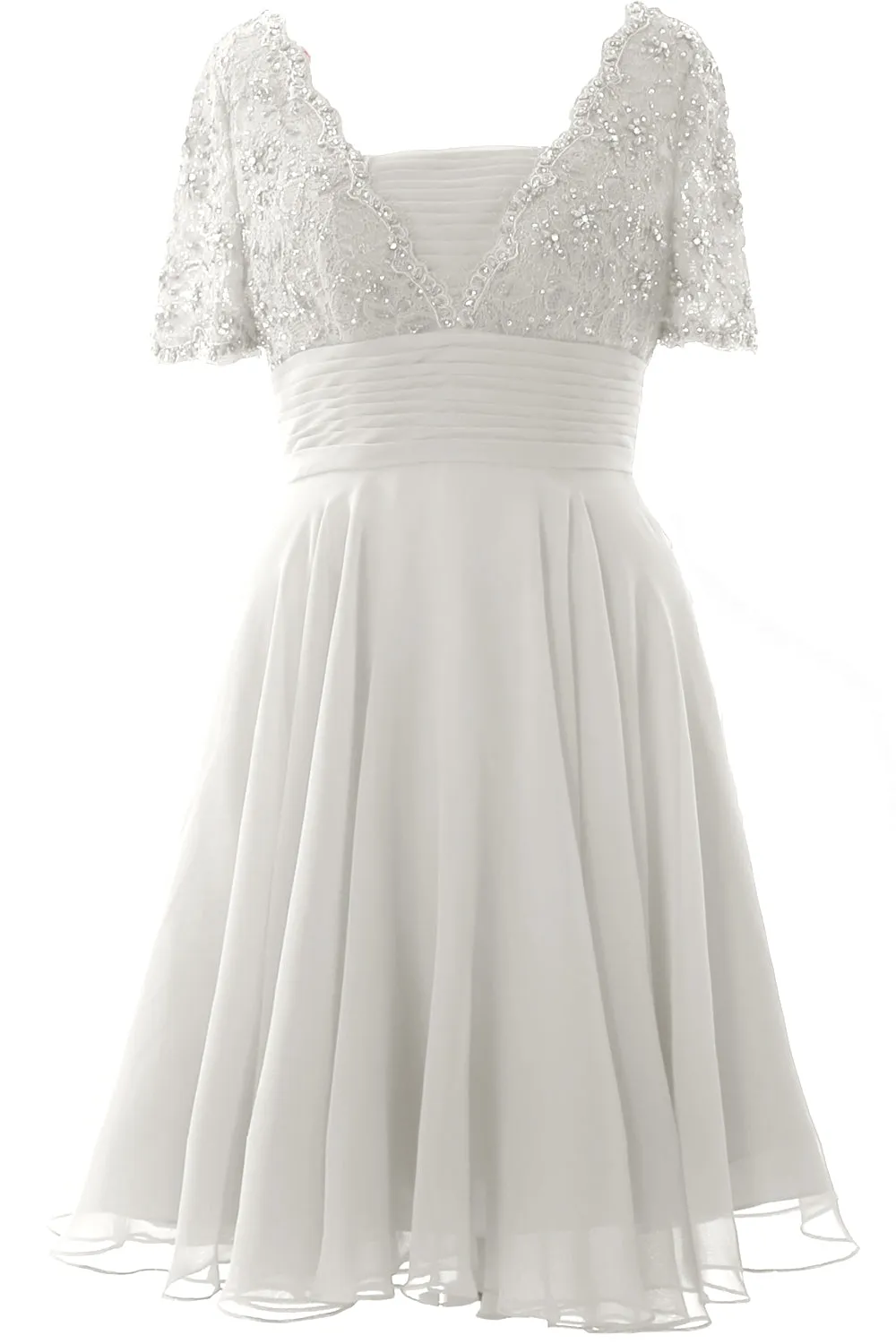 MACloth Women Mother of Bride Dress Short Sleeves Lace Wedding Party Formal Gown