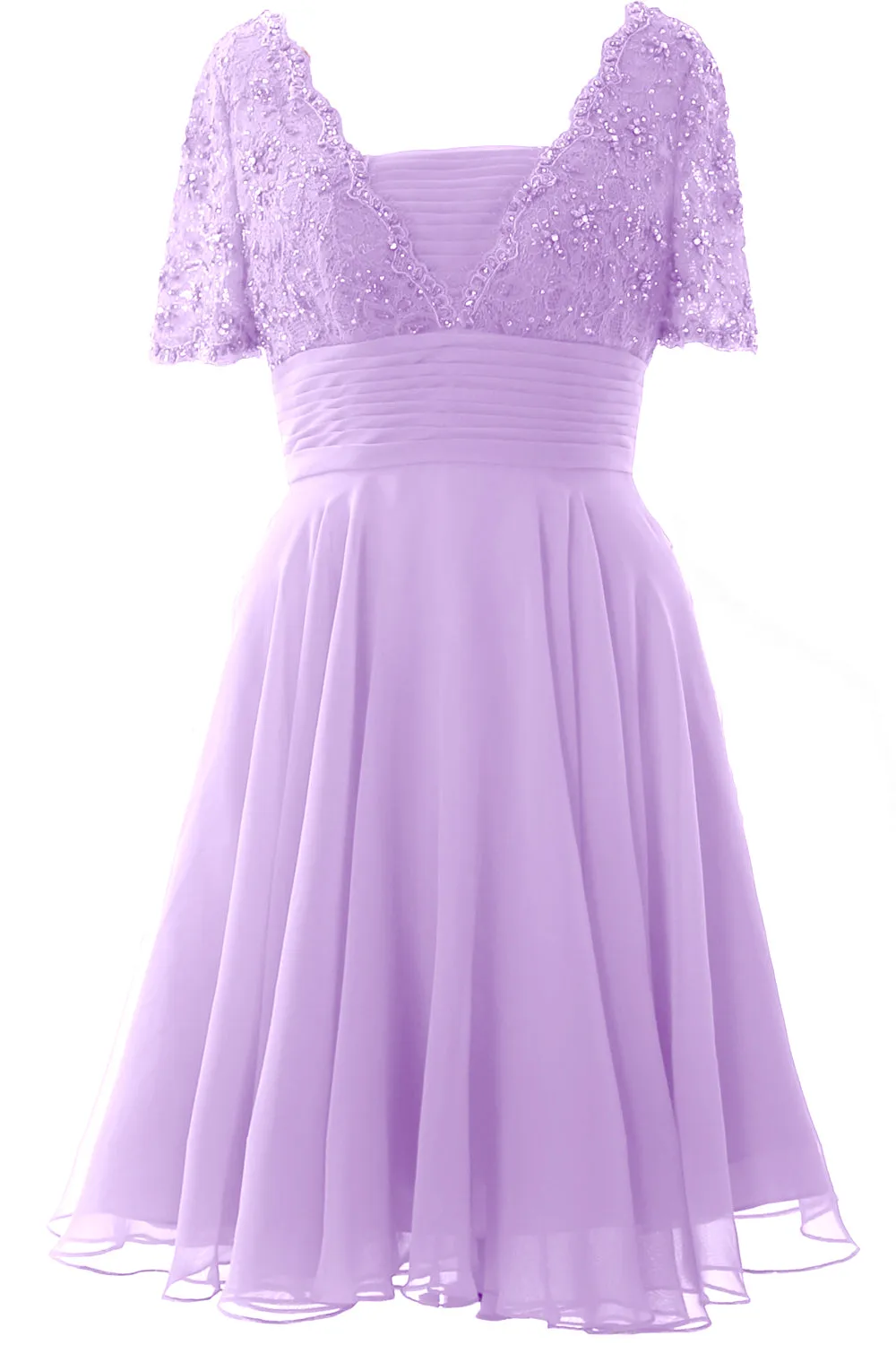 MACloth Women Mother of Bride Dress Short Sleeves Lace Wedding Party Formal Gown