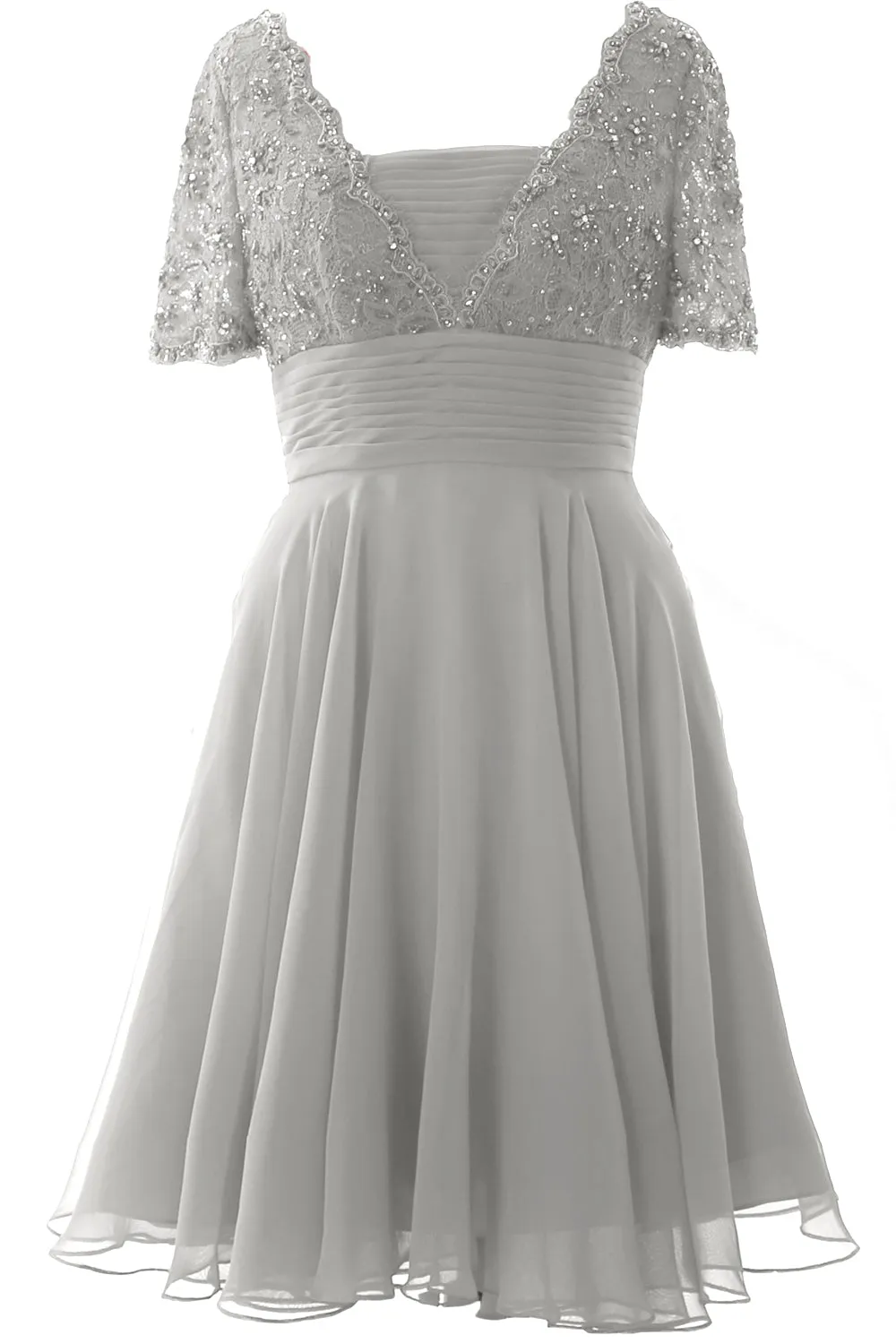 MACloth Women Mother of Bride Dress Short Sleeves Lace Wedding Party Formal Gown