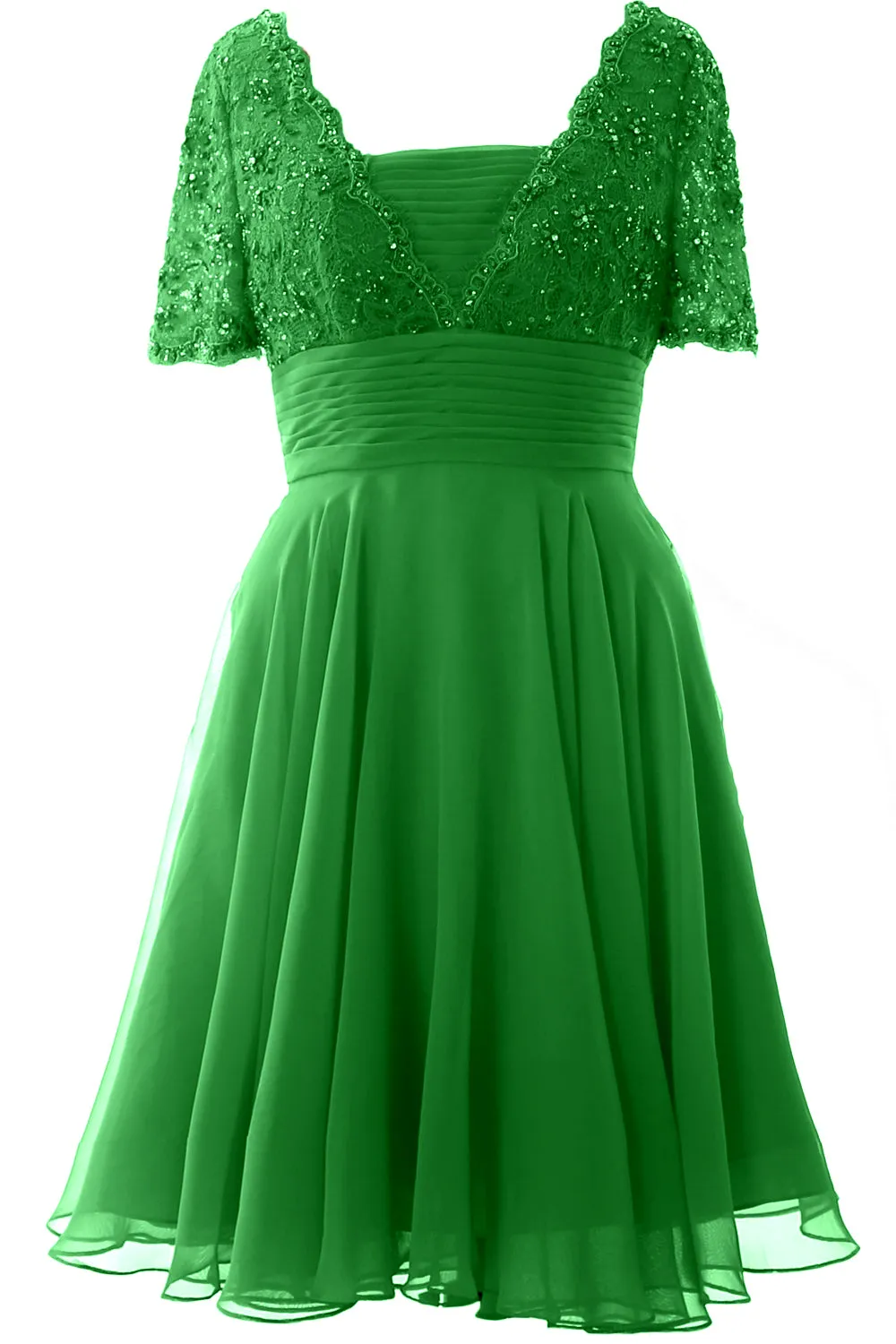 MACloth Women Mother of Bride Dress Short Sleeves Lace Wedding Party Formal Gown