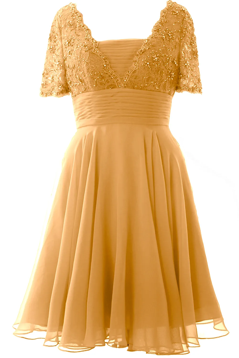 MACloth Women Mother of Bride Dress Short Sleeves Lace Wedding Party Formal Gown