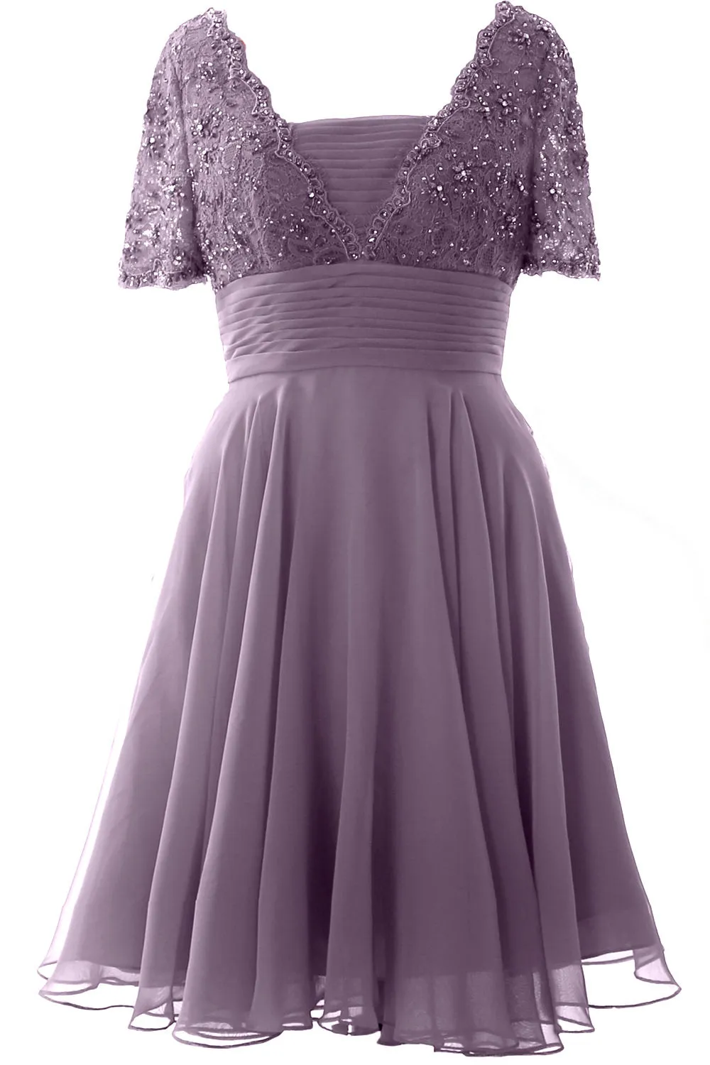 MACloth Women Mother of Bride Dress Short Sleeves Lace Wedding Party Formal Gown