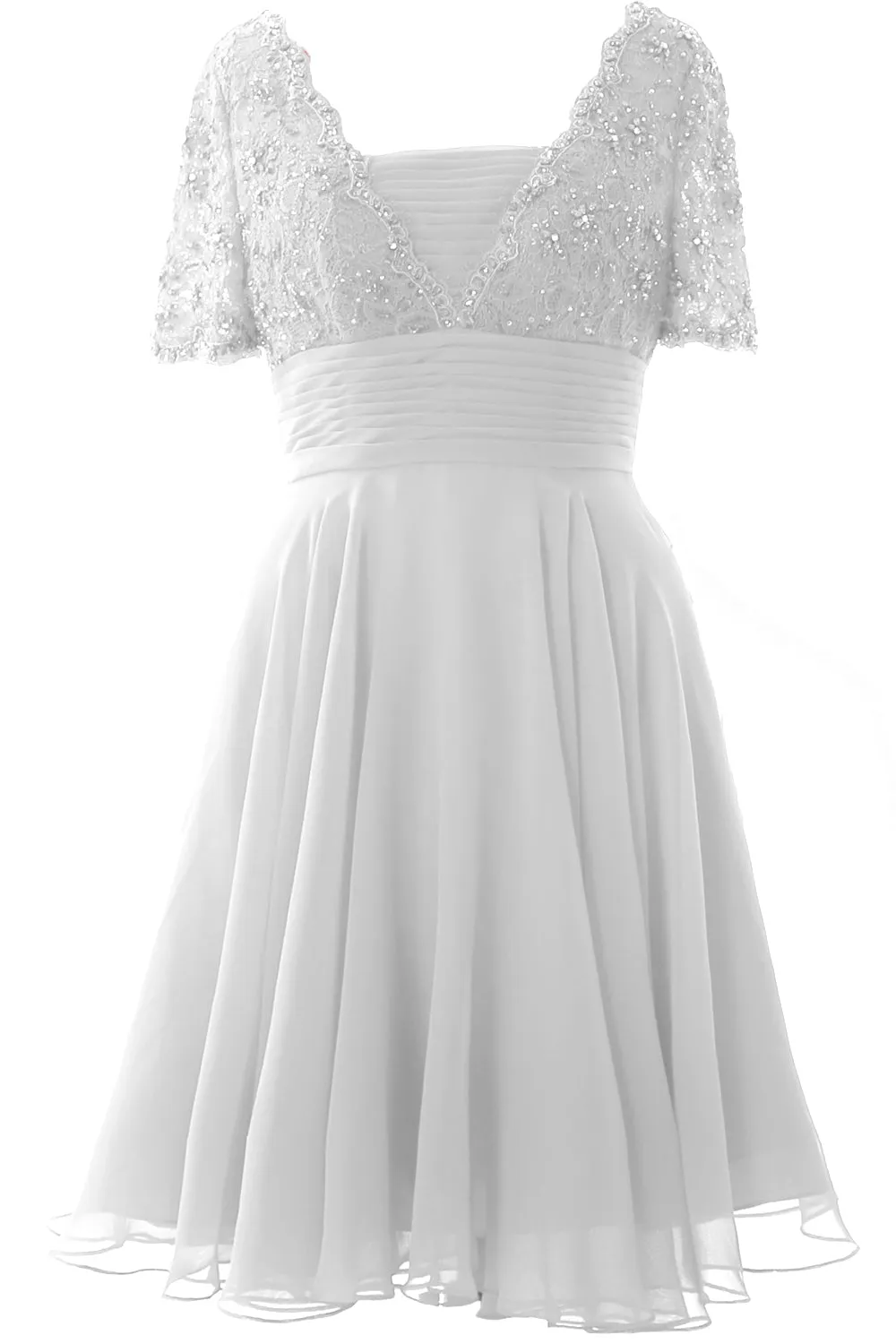 MACloth Women Mother of Bride Dress Short Sleeves Lace Wedding Party Formal Gown