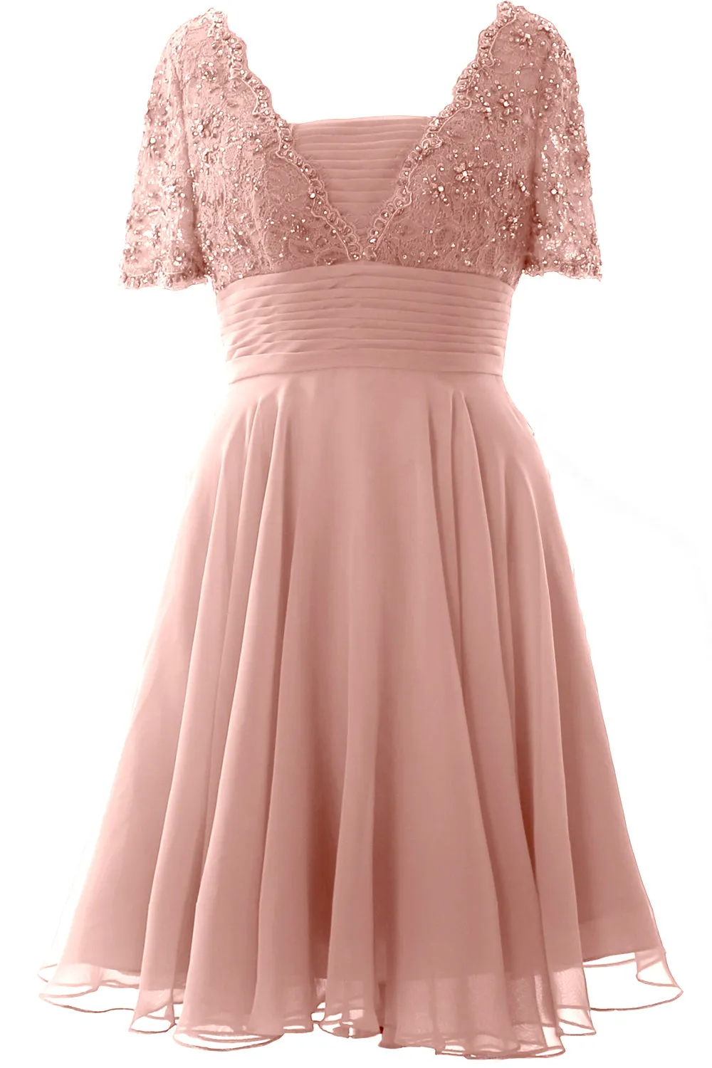 MACloth Women Mother of Bride Dress Short Sleeves Lace Wedding Party Formal Gown